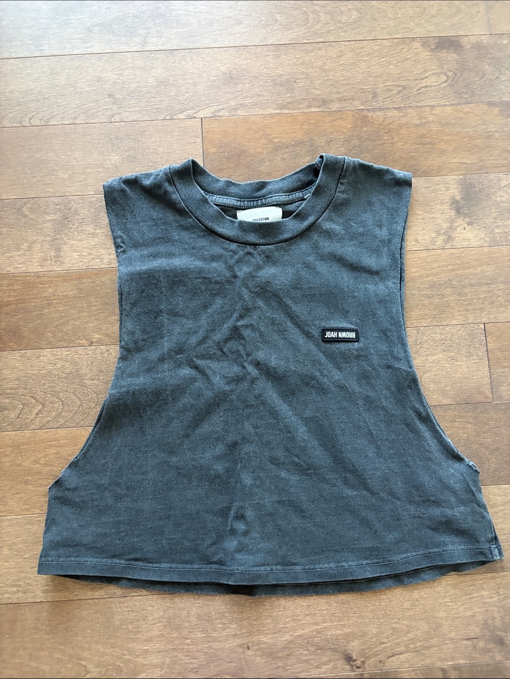 Joah Brown Washed Black Cropped Muscle Tank